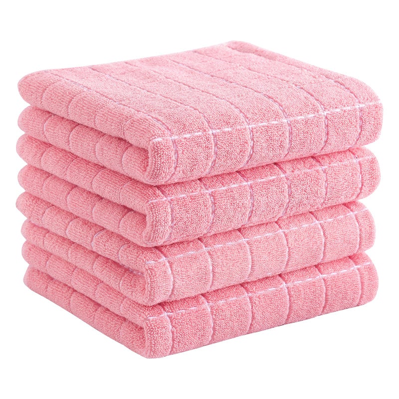 Homaxy 100% Cotton Terry Kitchen Towels(Pink, 13 x 28 inches), Checkered Designed, Soft and Super Absorbent Dish Towels, 4 Pack - Image 1